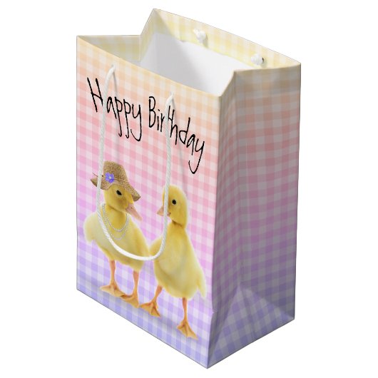 Ducklings op de dag van de geboorte op ginhgam medium cadeauzakje (Voorkant Gekanteld)