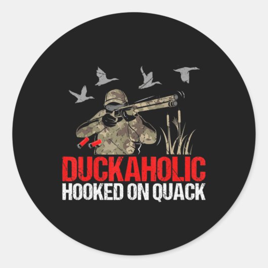 Duckoholic hangt vast van de jager van de quack Fu Ronde Sticker (Voorkant)