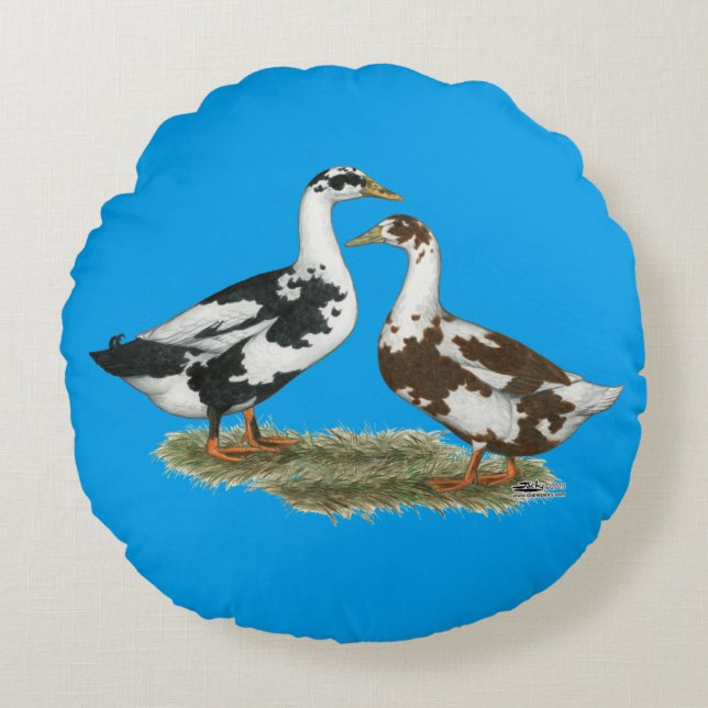 Ducks Ancona Pair Rond Kussen (Voorkant)
