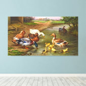  Ducks Ducklings Farm Animals Canvas Afdrukken (Insitu (Houten vloer))
