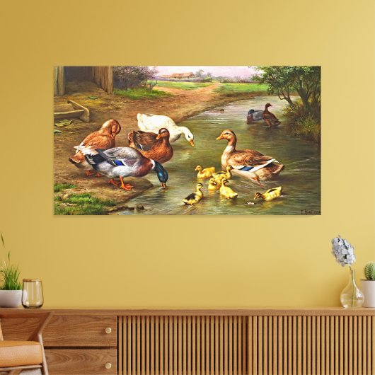  Ducks Ducklings Farm Animals Canvas Afdrukken (Insitu (Woonkamer))