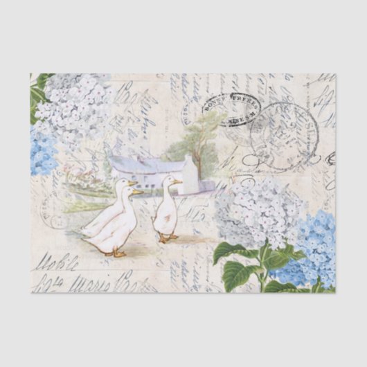 Ducks Farmhouse Flowers Italy Tissue Paper Tissuepapier (Voorkant)