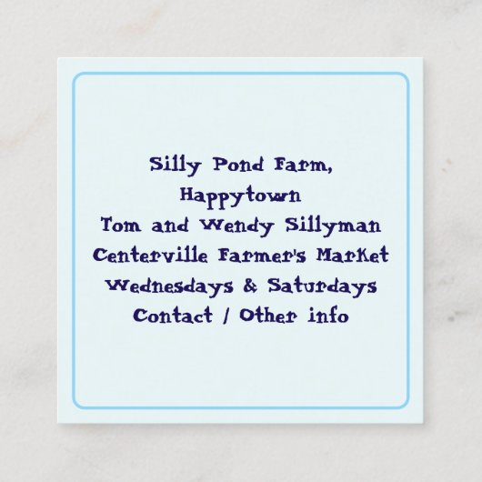 Ducks Fresh Eggs Boerderij themaplein Contactkaartje (Achterkant)