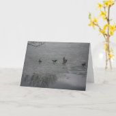 "Ducks on Ice" - Hartelijk dank - Kaart (Gele Bloem)