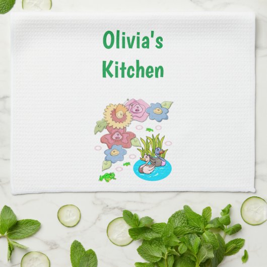 Ducks Pond Floral Kitchen Hand Towel Theedoek (Gevouwen)
