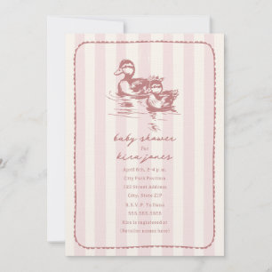 Ducks Woodland Doodle Pink Baby shower Kaart