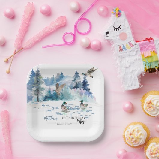 Ducks Woodland Forest Natuur 18th Birthday Party Papieren Bordje (Feest)