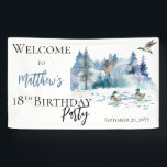 Ducks Woodland Forest Natuur 18th Birthday Party Spandoek<br><div class="desc">Natuur-themed,  bos scène met eenden verjaardagsfeest "Welkom" voor zijn 18e verjaardag. Composietontwerp per feestdag — Design.</div>