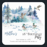 Ducks Woodland Forest Natuur 18th Birthday Party Vierkante Sticker<br><div class="desc">Natuur-themed,  bos scène met eenden feest voor zijn 18e verjaardag. Composietontwerp per feestdag — Design.</div>