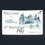 Ducks Woodland Forest Natuur 21st Birthday Party Spandoek<br><div class="desc">Natuur-themed,  bos scène met eenden verjaardagsfeest "Welkom" voor zijn 21ste verjaardag. Composietontwerp per feestdag — Design.</div>