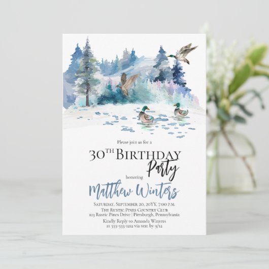 Ducks Woodland Forest Natuur 30th Birthday Party Kaart (Staand voorkant)