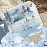 Ducks Woodland Forest Natuur Boy Baby shower Papieren Bordje<br><div class="desc">Natuur-thema,  bos scène met eendenjongen "Baby shower". Composiet ontwerp van Holiday Hearts Design.</div>