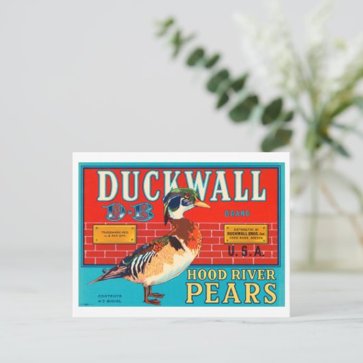 Duckwall Hood River Pears  Crate Label Briefkaart (Staand voorkant)