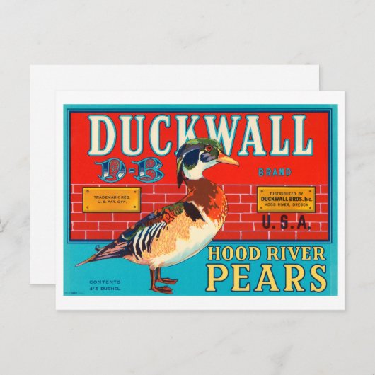 Duckwall Hood River Pears Crate Label Briefkaart (Voorkant / Achterkant)