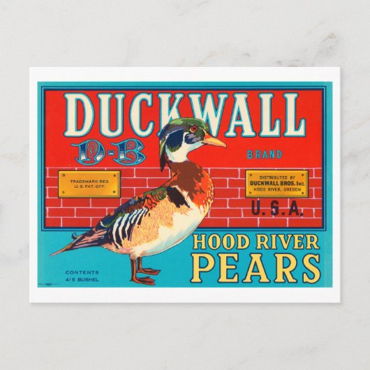 Duckwall Hood River Pears Crate Label Briefkaart (Voorkant)