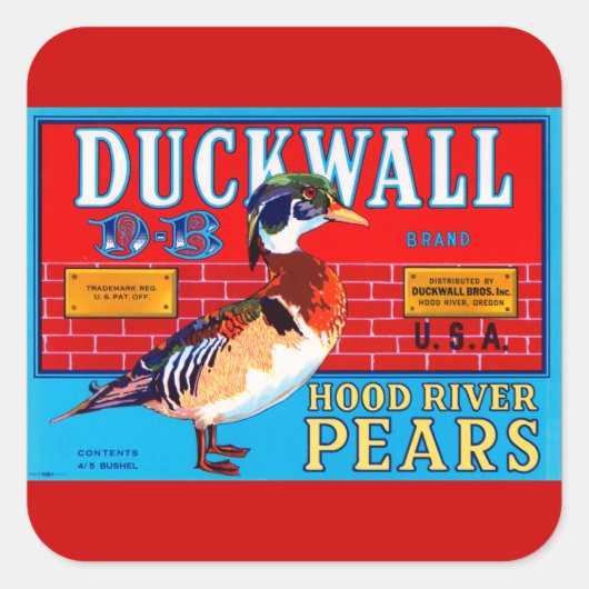 Duckwall Hood River Pears Vierkante Sticker (Voorkant)