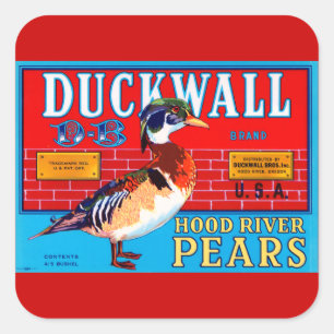 Duckwall Hood River Pears Vierkante Sticker