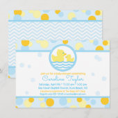 Ducky Baby shower Invitation blauw en geel Kaart (Voorkant / Achterkant)