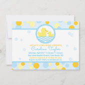 Ducky Baby shower Invitation blauw en geel Kaart (Voorkant)