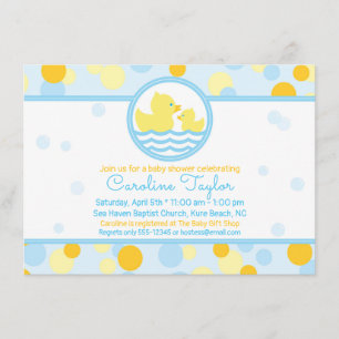 Ducky Baby shower Invitation Blue and Yellow Kaart