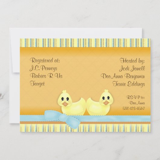 Ducky Baby shower Invitation Kaart (Achterkant)