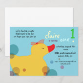  Ducky - blauwe verjaardagsuitnodigingen Kaart (Voorkant / Achterkant)