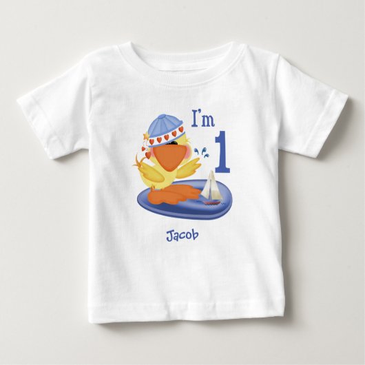 Ducky Boy 1st Birthday Baby T-shirt (Voorkant)