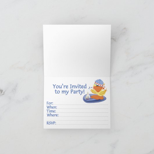 Ducky Boy 3e verjaardag invulling uitnodiging (Binnen)