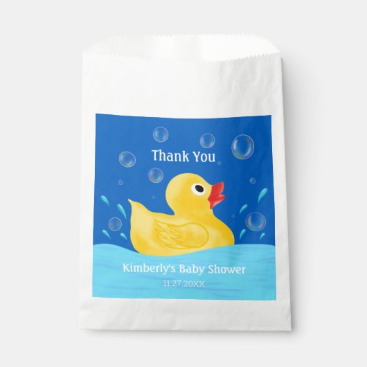 Ducky Bubbles Baby shower met zoete rubber Dank je Bedankzakje (Voorkant)