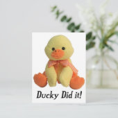 Ducky deed het! briefkaart (Staand voorkant)