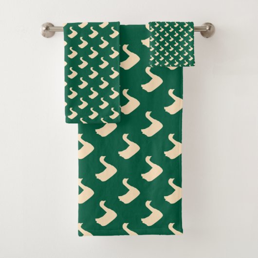 Ducky Duck Diagonaal Dk Groen     Bad Handdoek (Insitu)