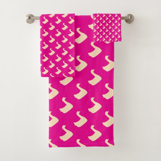 Ducky Duck Diagonal Kids Hot Pink   Bad Handdoek (Insitu)