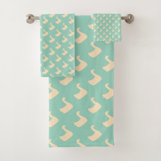 Ducky Duck Diagonal LT Blauwgroen Bad Handdoek (Insitu)