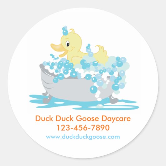 Ducky Duck in Tub Gepersonaliseerd Stickers (Voorkant)