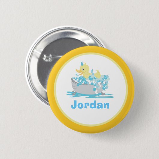 Ducky Duck in Tub Personal Button Sjabloon (Voorkant /achterkant)