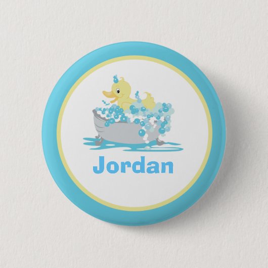Ducky Duck in Tub Personal Button Sjabloon (Voorkant)
