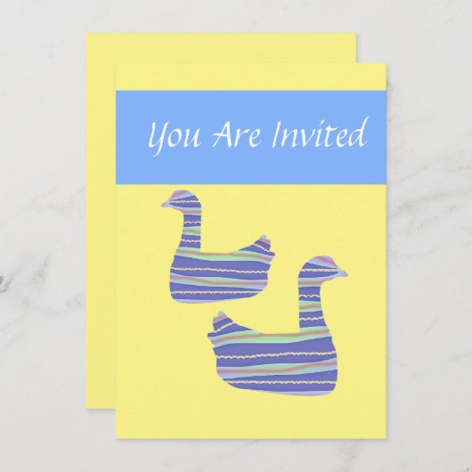 Ducky Duck Yellow Kinderverjaardagsuitnodiging Kaart (Voorkant / Achterkant)