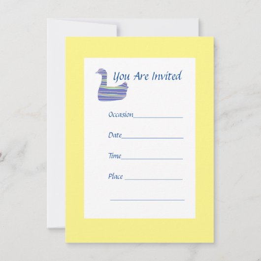 Ducky Duck Yellow Kinderverjaardagsuitnodiging Kaart (Achterkant)