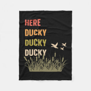 Ducky Ducky Ducky Funny Duck roept Duck Hu op Fleece Deken