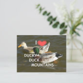 Ducky eend bergen. briefkaart (Staand voorkant)