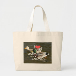 Ducky eend bergen. grote tote bag