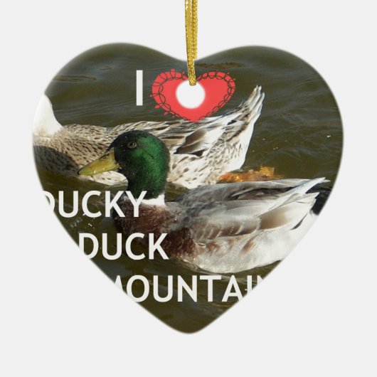 Ducky eend bergen. keramisch ornament (Voorkant)