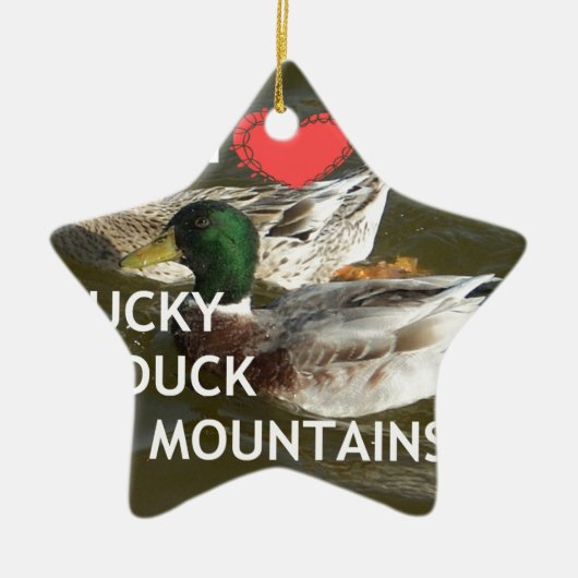 Ducky eend bergen. keramisch ornament (Voorkant)