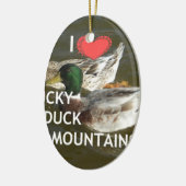 Ducky eend bergen. keramisch ornament (Links)
