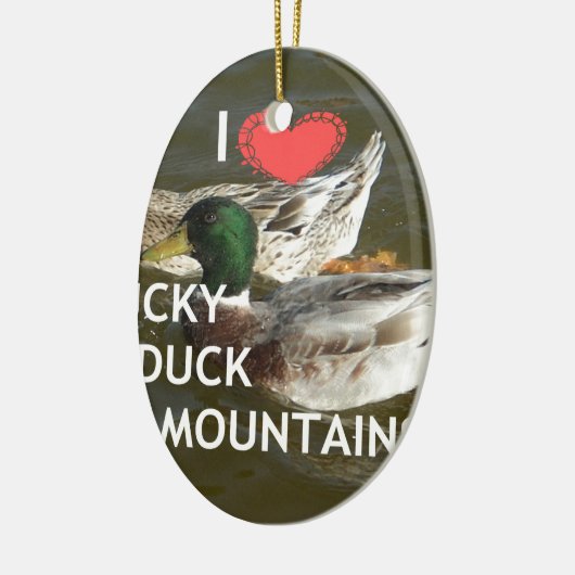 Ducky eend bergen. keramisch ornament (Links)