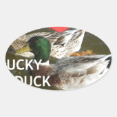 Ducky eend bergen. ovale sticker (Voorkant)