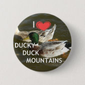 Ducky eend bergen. ronde button 5,7 cm (Voorkant)