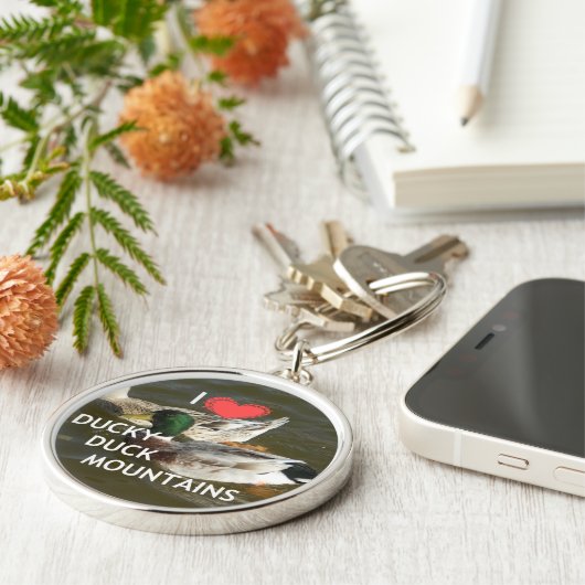 Ducky eend bergen. sleutelhanger (Zijkant)