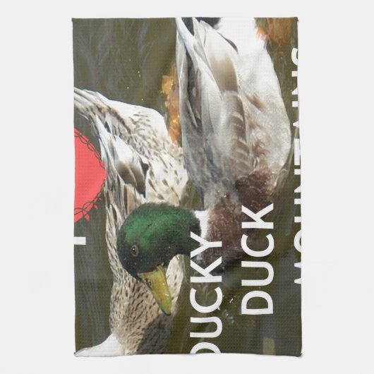 Ducky eend bergen. theedoek (Verticaal)