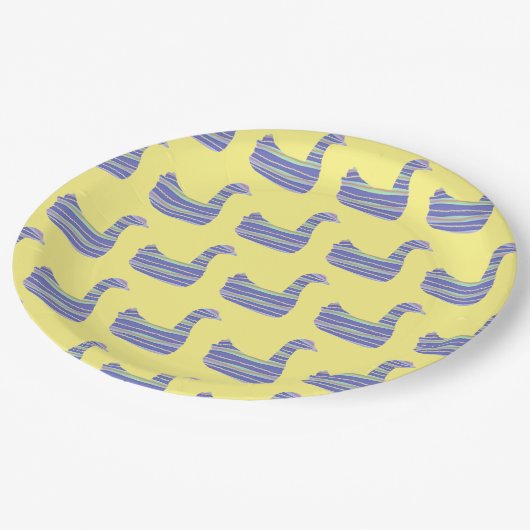 Ducky Eend Geel 9" Papieren Bordje (Gekanteld)